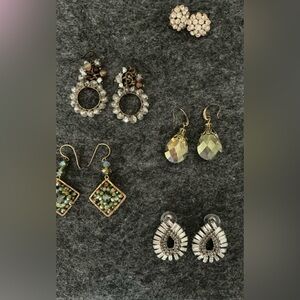 5 Pair Crystal Earrings